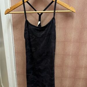 Lululemon Athletica Black and Blue Camouflage Strappy Top